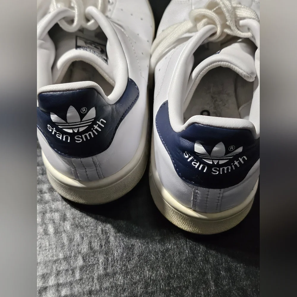 Adidas Stan Smith Running Shoes Cloud White Navy Men 7.5 Athletic Sneakers M2035